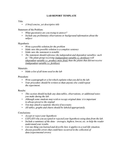 lab report results example